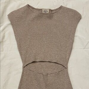 Alfred Beige Ribbed Knit Sleeveless Dress